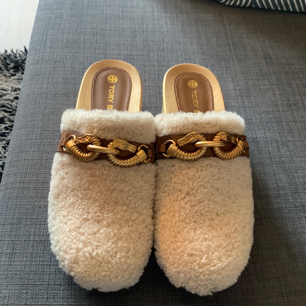 Tory Burch Shearling Clogs!  Worn once!